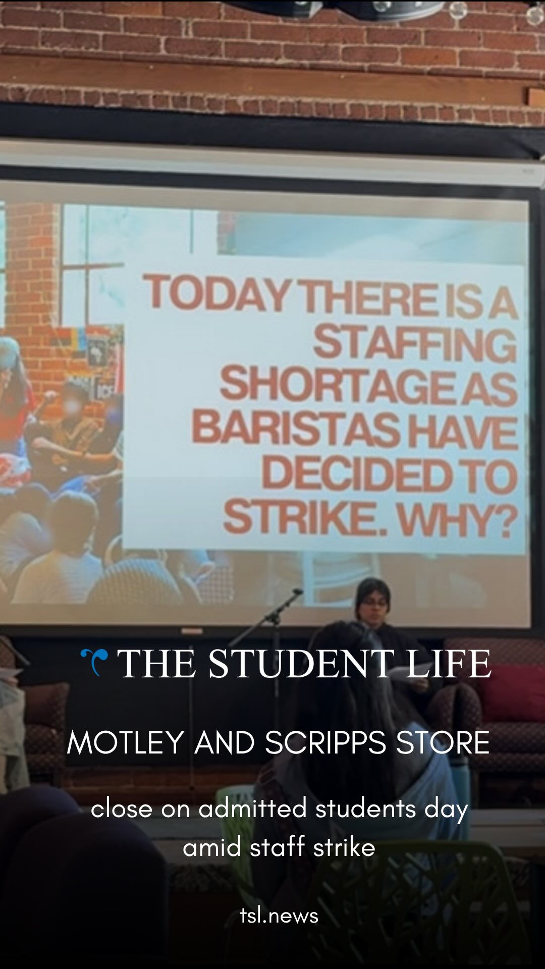 The Motley Coffeehouse and Scripps Store closed April 17, Scripps College’s admitted students day, as the majority of student staff voted to strike in response to new administrative oversight. 

While the barista bar remained shut, the space transformed into something else entirely: a forum. Throughout the day, student workers led teach-ins outlining their demands for transparency, contractual clarity, and the preservation of the Motley’s historically student-run identity, speaking directly to prospective students about what they see as a turning point for the institution.

Filmed and edited by Bianca Mirica | Find out more at the link in our bio.