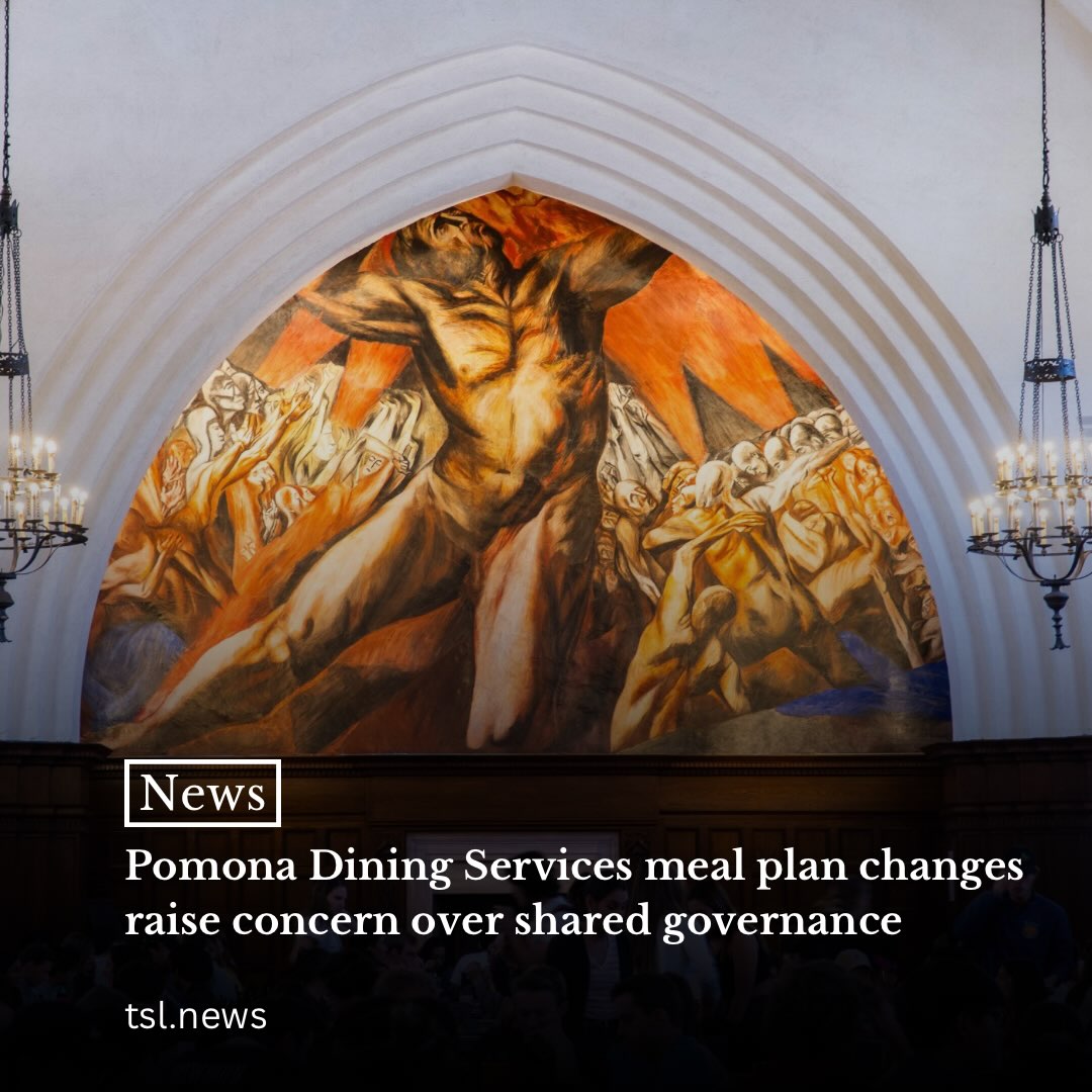 Pomona College Dining Services rolled out new changes and restrictions to the Pomona Dining Plan, which is required for all students living on campus, at the beginning of the fall semester. 

The plan initially reduced Pomona students’ weekly cross-campus meal swipe allowance from 19 to 10 meals. Robert Robinson, assistant vice president of facilities and campus services, raised the allowance to 14 in a Sept. 14 email to the study body.

In a resolution passed on Sept. 24, the Associated Students of Pomona College (ASPC) condemned Dining Services’ lack of discussion with students prior to implementing the new plan, among other recent Dining Services decisions, and called for Pomona to renew their commitment to shared governance.

In an interview with TSL, Robinson questioned the meaning of “shared governance,” instead suggesting the term “shared input.”

“I view shared governance to be in some cases shared input, a commitment to understanding what others need,” he said.

The changes were informed by Dining Services’ ongoing consultation with Webb Foodservice Design Group, a consulting group that Pomona hired in January 2026 to implement wider changes within Dining Services across the next two years. 

Words by Nadia Hsu | Photo by Andrew Yuan
Read more at the link in our bio